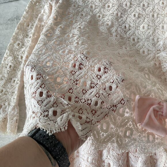 Vintage Dorissa Of Miami Girls Size 10 Dress 60s Lace Creme Bow Mod MCM JackieO - Picture 4 of 10